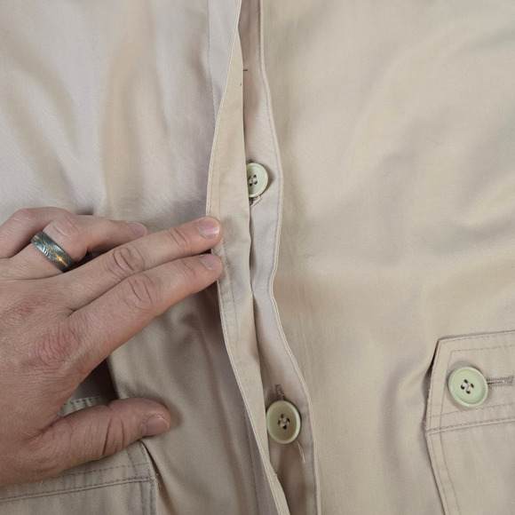 70s Vintage Pink Utility USA Union Made Button London Fog Trench Coat Size 12P - Picture 5 of 10